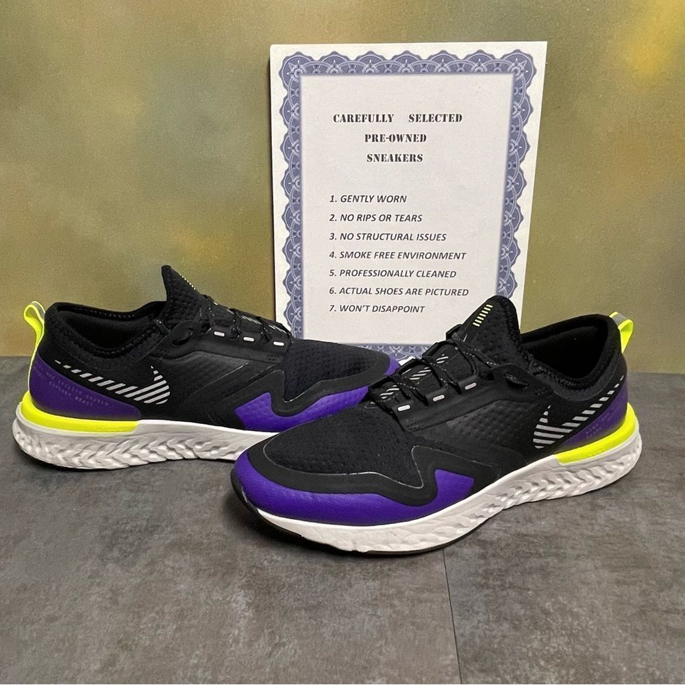 Nike Odyssey React 2 Shield BQ1672-002 Women's Black & Purple Running Shoe Sz 9M